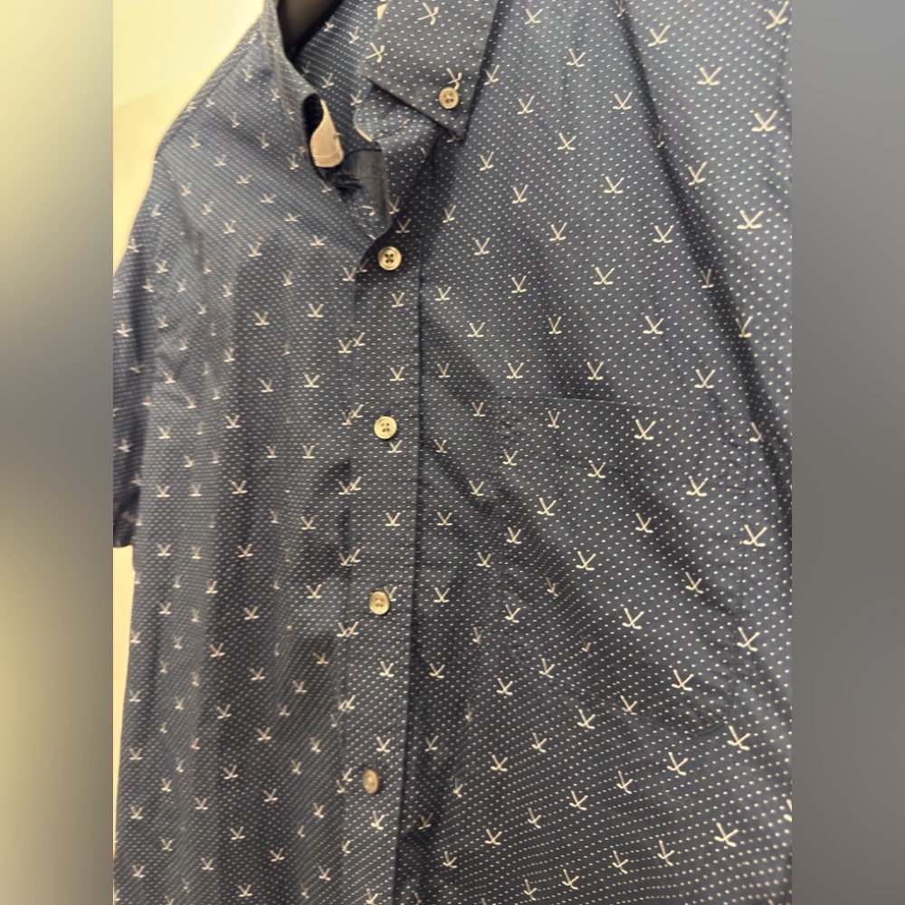 Hickey Freeman Cotton Classic Blue Golf Button Up - Men's Size XL - Picture 2 of 6